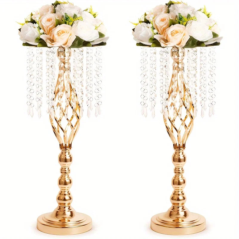 10pcs Metal Flower Vases Crystal Stand Centerpieces for Tables