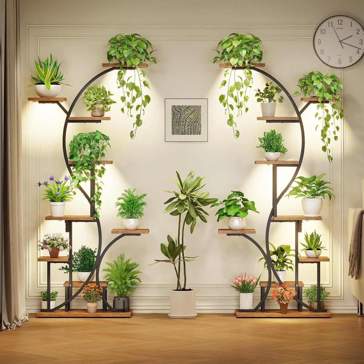 Plant Stand Indoor with Grow Lights - 9-Tier Corner Plant Shelf, 66" Tall Metal Plant Holder, Multi-Level Display for Indoor Pla