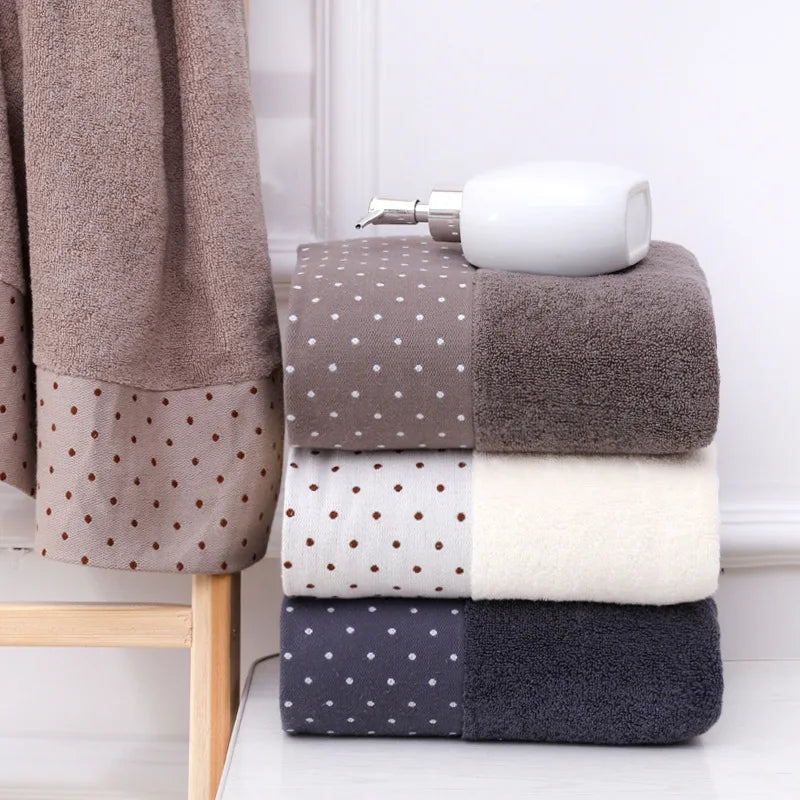 Set of 3 Cotton Bathroom Towels 2pcs Hand Face 35x75cm and 1pcs Big Bath Towels 70X140cm Washcloths