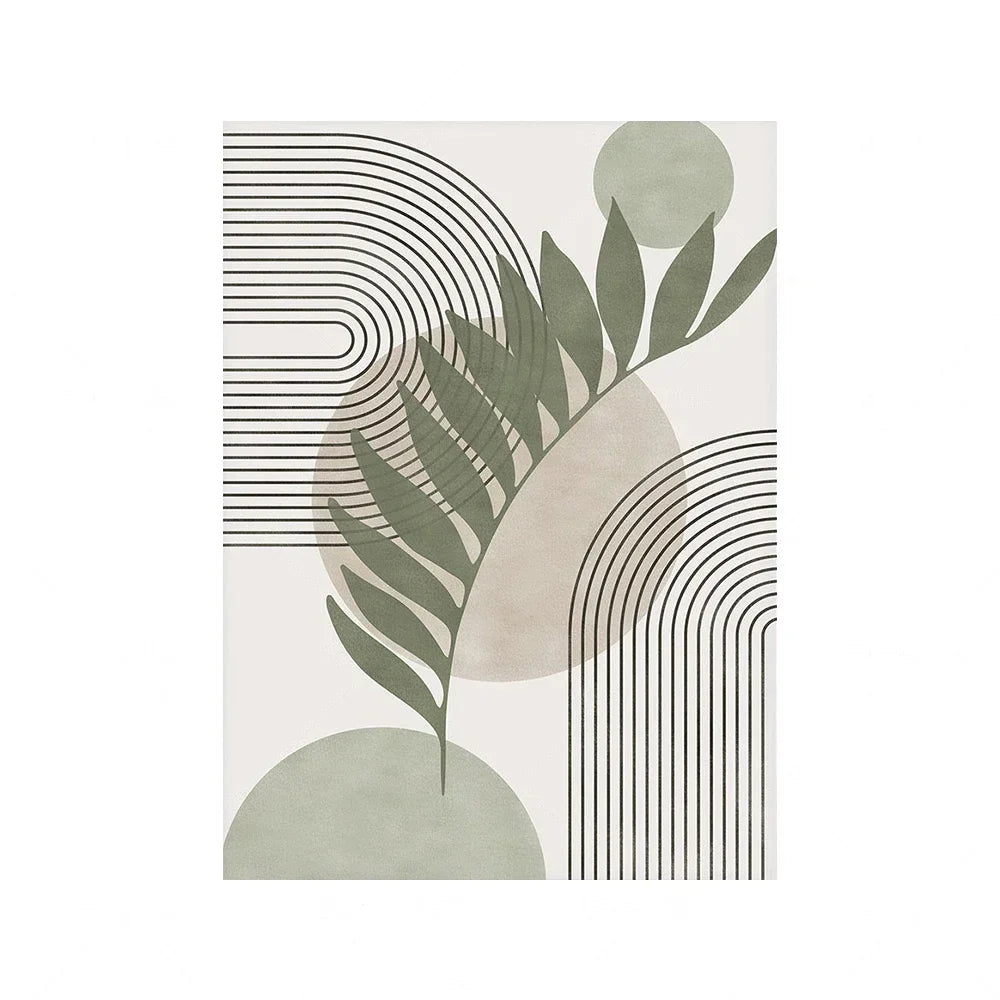 Sage Green Botanical Print Pictures Boho Geometric Wall Art Canvas Painting