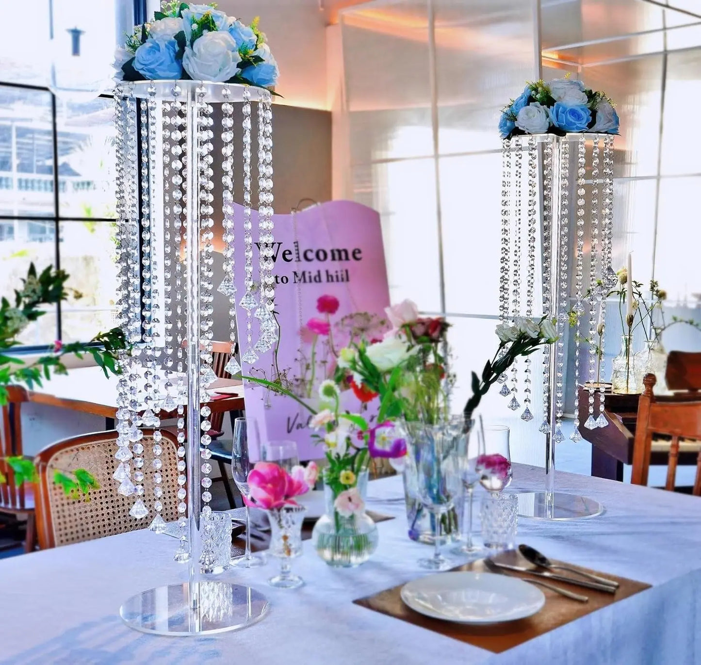2/10 Pcs Centerpieces Decoration Flower Vase, Flower Stands Elegant Crystal Stand Tables Decor