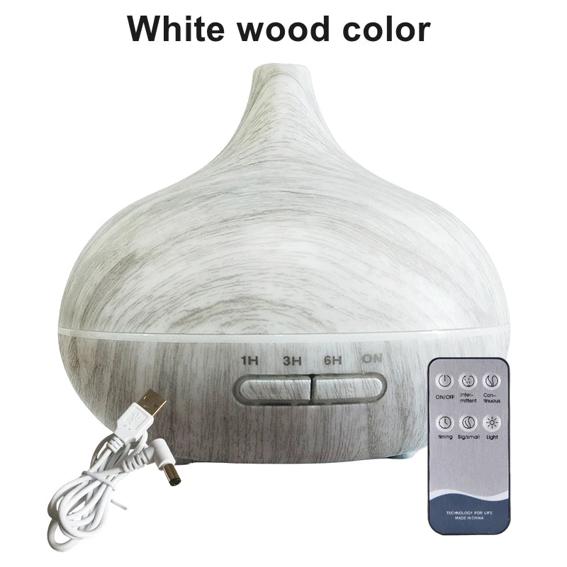 Wood Color USB Aroma Diffuser, Essential Oil with 7 Color LED Lights & Remote Control, USB Powered Air Humidifier