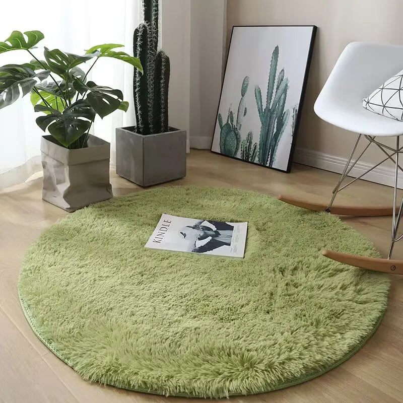 Plush round carpet for Any Room Decoration fluffy multi colored carpet non-slip
