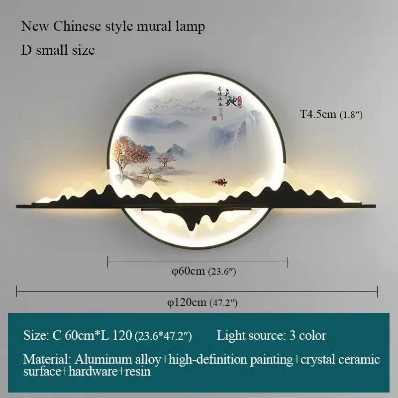 Modern Wall Picture Light LED Circular Landscape Mural Sconce Lamp For Home Living Bedroom Study