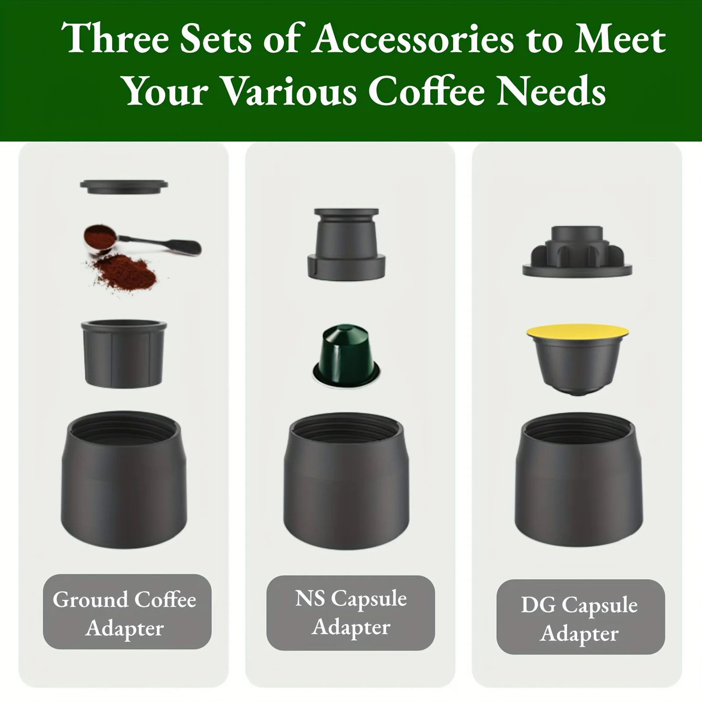 3 In1 Portable Coffee Machine Espresso For Capsule & Ground Hand Press Brewer