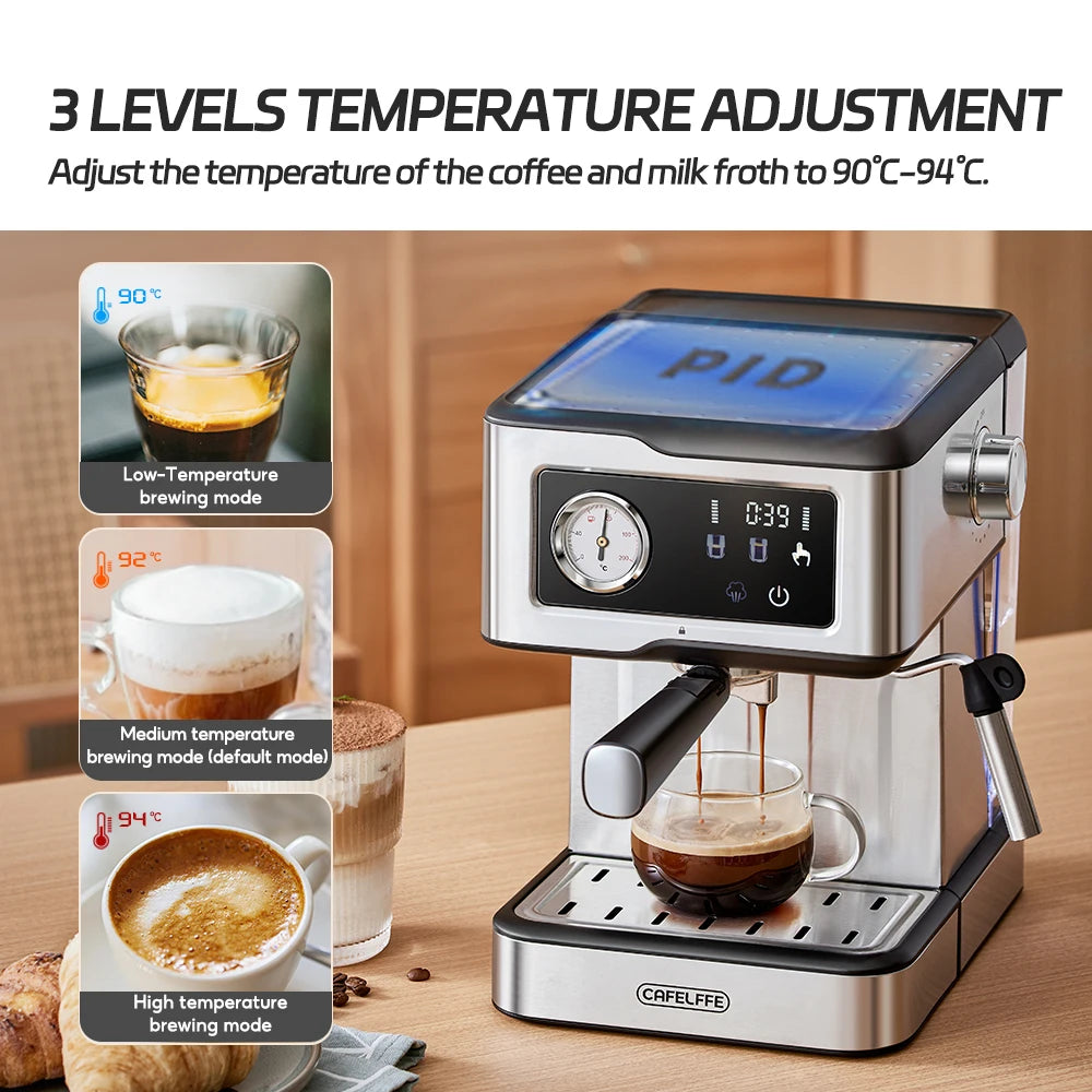 Cafelffe Espresso Machine 20Bar,Cappuccino Maker with Milk Frother Steam Wand,Coffee Maker,Semi-Automatic Cafetera present,Gift