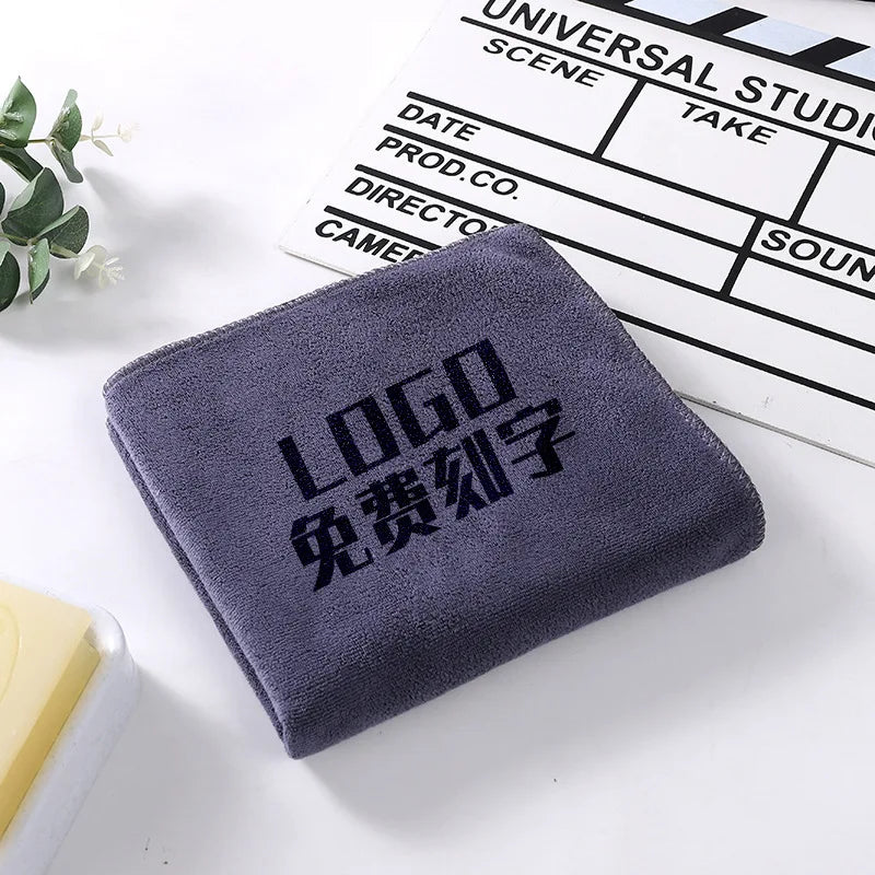 10PCS 35x75cm Custom LOGO Towels Free Laser Embossing Lettering Microfiber Beauty Salon Private Customization