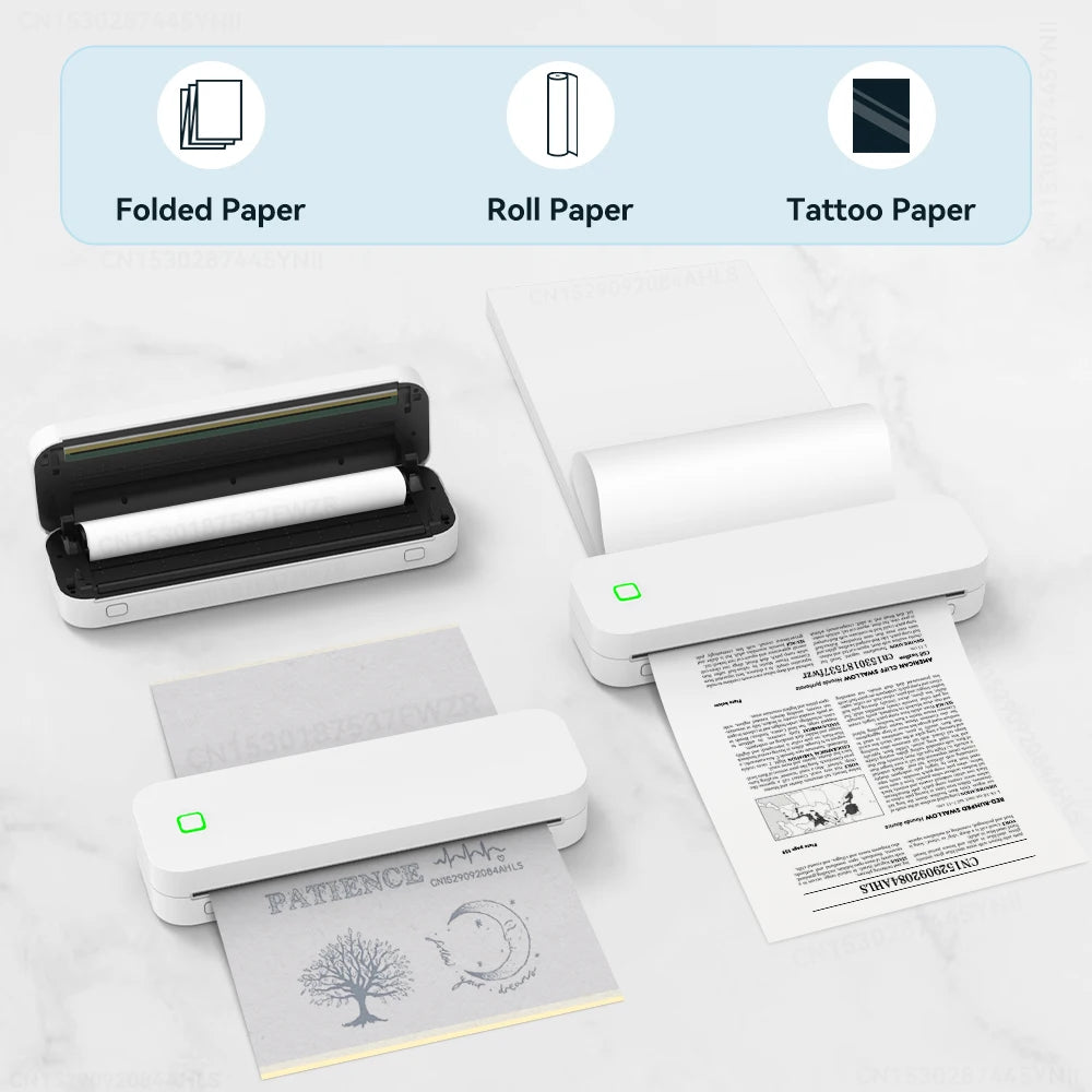 Inkless A4 Portable Thermal Printer Wireless Tattoo Stencil Printer Bluetooth PDF Photo Document Machine Memo Note Tattoo Print