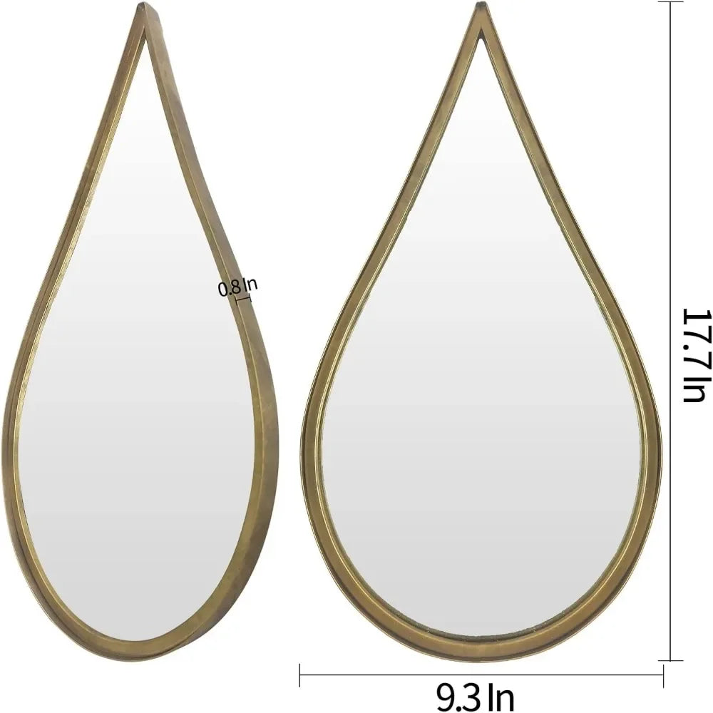 Mirrors Wall Mounted Teardrop Shape Metal Frame for All Rooms