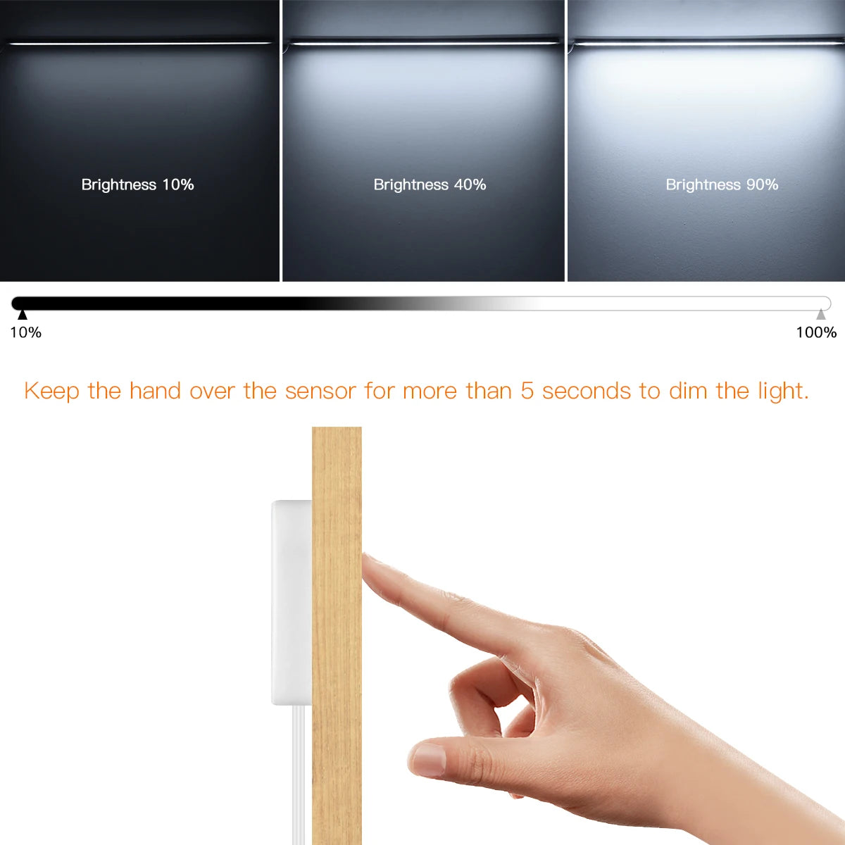 Motion Touch Sensor LED Lights Wireless Light Penetrable Wood Aluminum Bar Light Cabinet Wardrobe Lamp Backlight