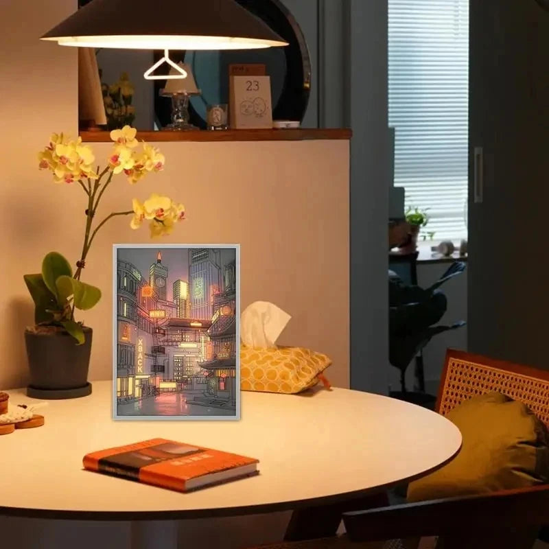LED Beautiful City Night View Light  Picture Narrow Bezel USB Plug Dimming Romantic Night Lamp
