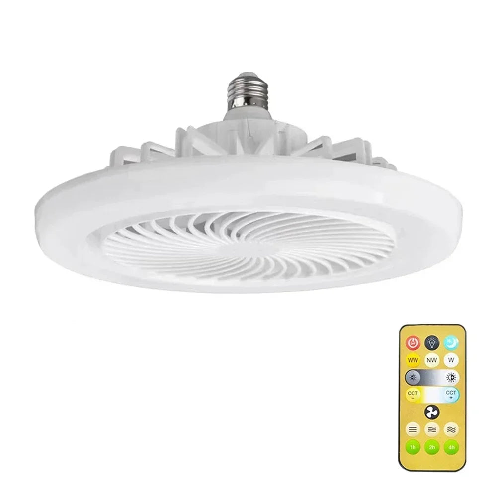 E27 40W 52Cm Ceiling Fan With Led Light Remote Control White For Kitchen Bedroom Dining Room Patio
