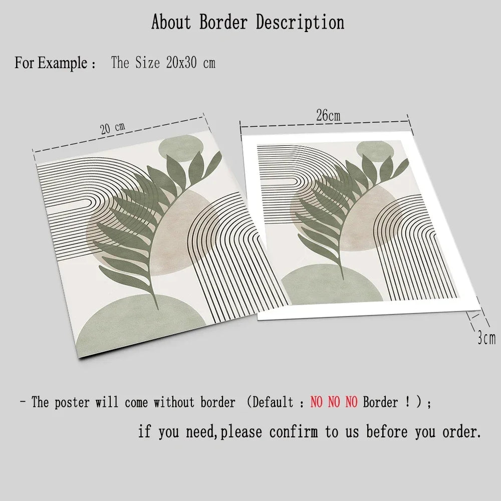 Sage Green Botanical Print Pictures Boho Geometric Wall Art Canvas Painting