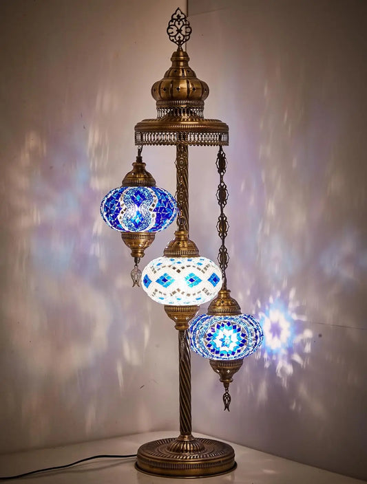Turkish Moroccan Mosaic Floor & Table Lamp, Tiffany Style Colorful Exotic Oriental Bohemian Lamp