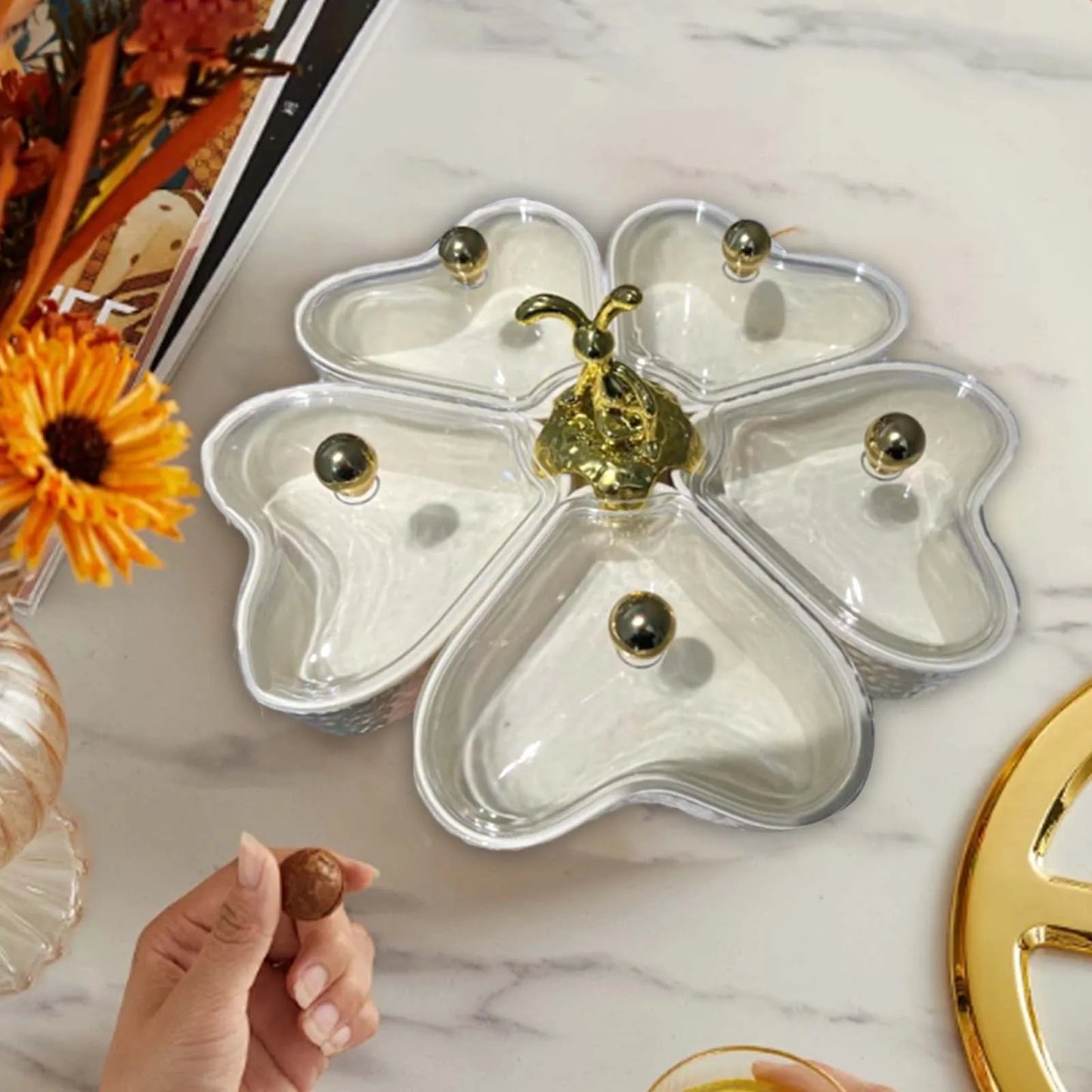 Divided Serving Tray Plate Organizer Nut Candy Veggie Tray Rotating Snack Platter for gatherings