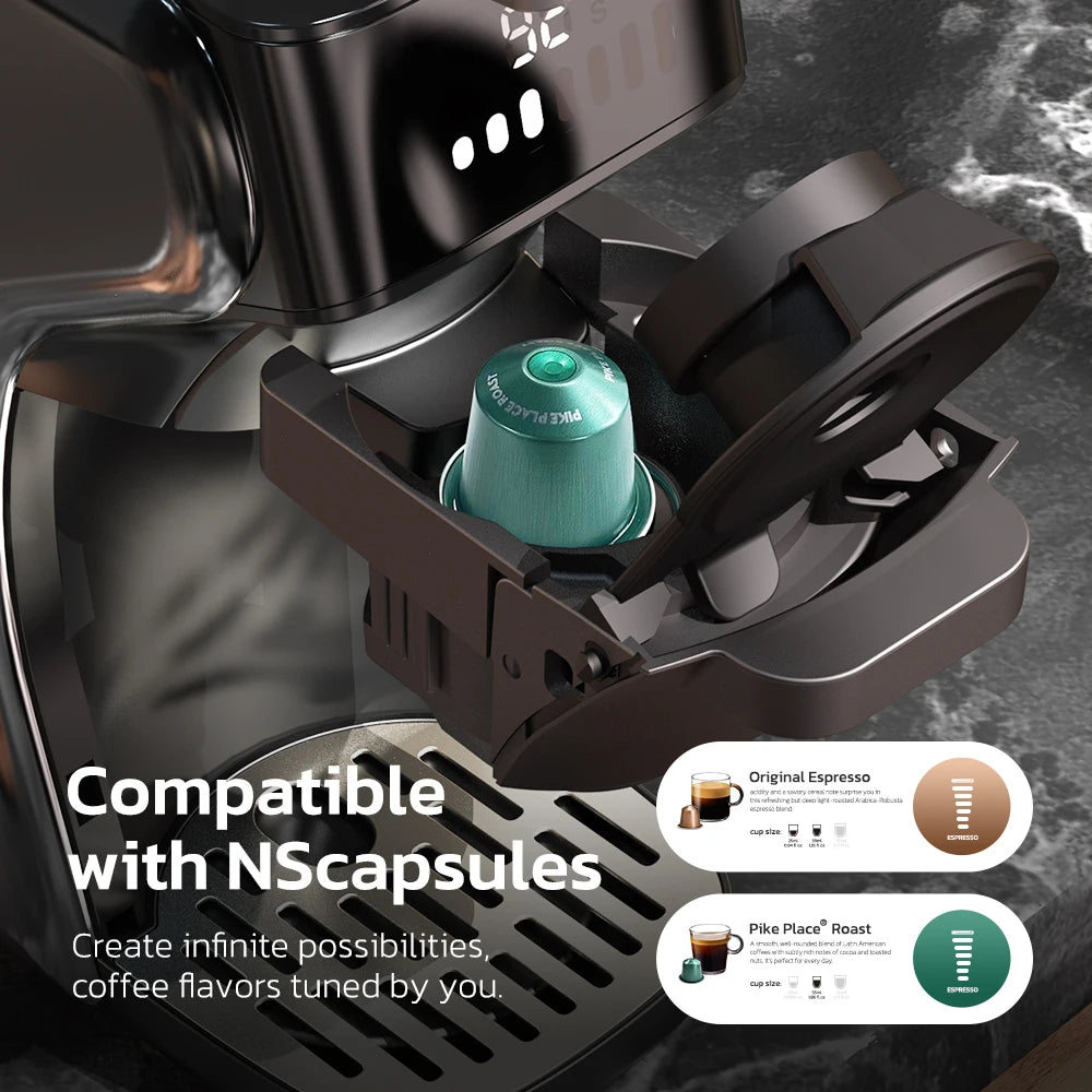 6in1 Capsule Coffee Machine Multiple Espresso Cappuccino Coffee Maker Dolce Gusto Nespresso Powder