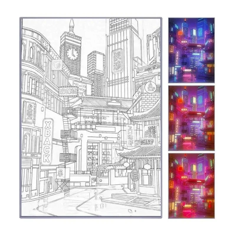 LED Beautiful City Night View Light  Picture Narrow Bezel USB Plug Dimming Romantic Night Lamp