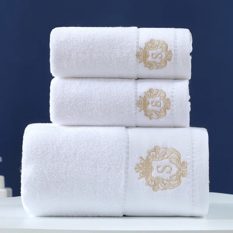 Set of 3 Cotton Bathroom Towels 2pcs Hand Face 35x75cm and 1pcs Big Bath Towels 70X140cm Washcloths