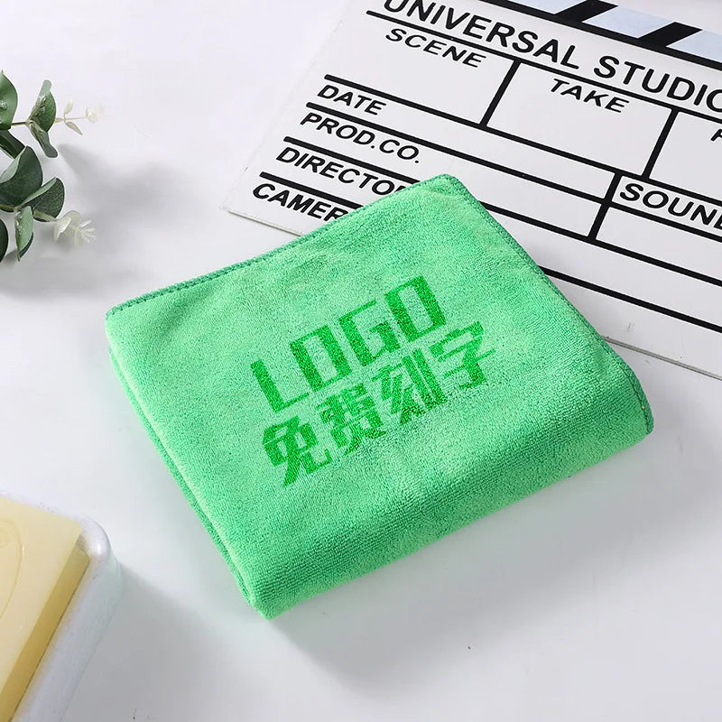 10PCS 35x75cm Custom LOGO Towels Free Laser Embossing Lettering Microfiber Beauty Salon Private Customization