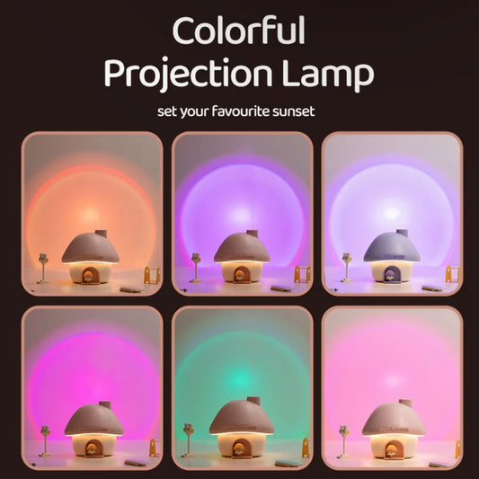 Air Humidifier Essential Oil Aroma Diffusers Colorful Lighting Cute Mushroom House
