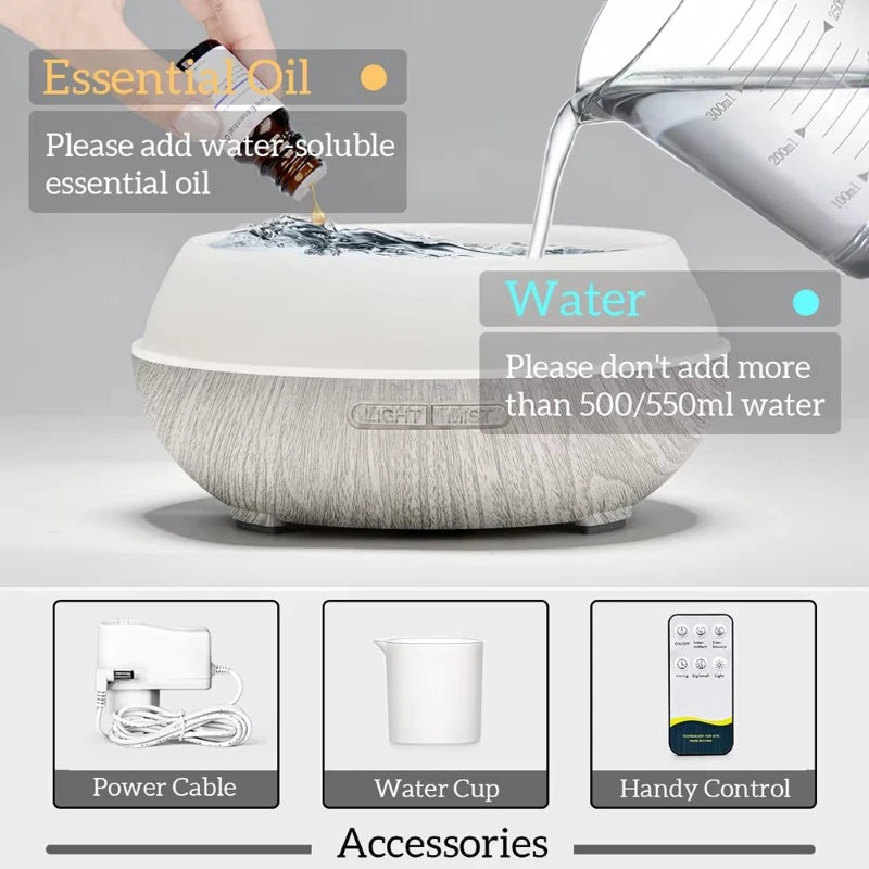 Humidifier Essential Oil Diffuser With Lights Remote Control