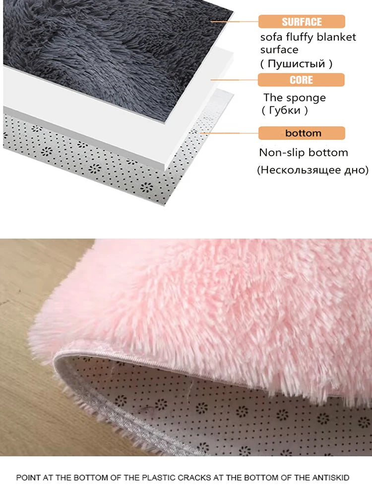 Plush round carpet for Any Room Decoration fluffy multi colored carpet non-slip