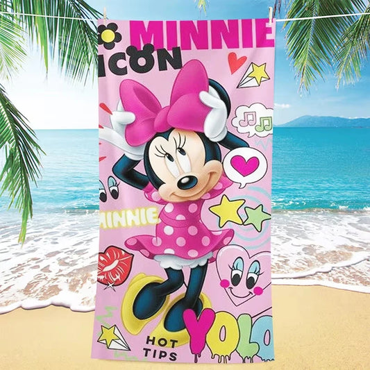 Beach Towel Cute Minnie Pink Summer 3D Printing Children and Adults Microfiber Material Soft Comfortable
