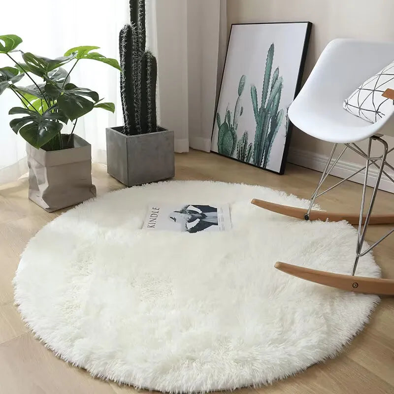Plush round carpet for Any Room Decoration fluffy multi colored carpet non-slip