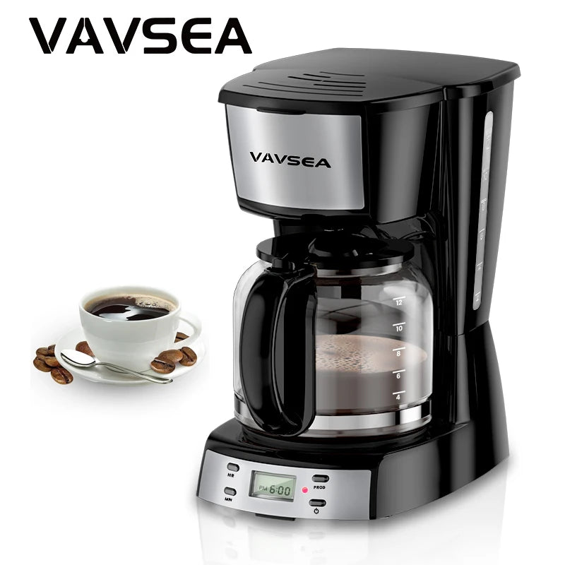 12 Cup Programmable Coffee Maker, 900W Drip with Glass Carafe, Auto Shut off