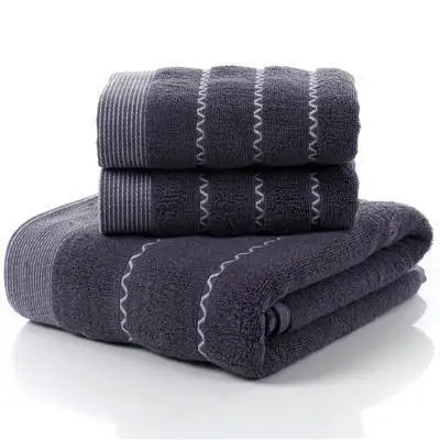 Set of 3 Cotton Bathroom Towels 2pcs Hand Face 35x75cm and 1pcs Big Bath Towels 70X140cm Washcloths