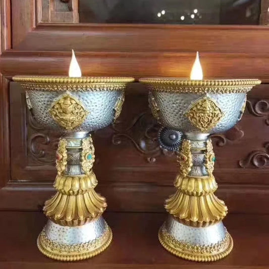 Electric Thailand Candle Lamp Rechargeable Yellow LED Lamp Tibetan Light