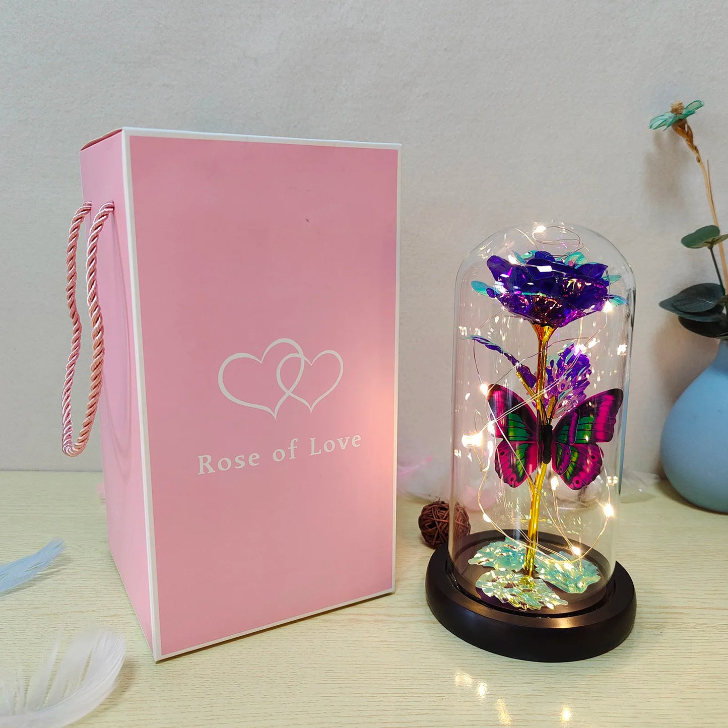 Galaxy Rose Flower LED Light Beauty and the Beast Decor