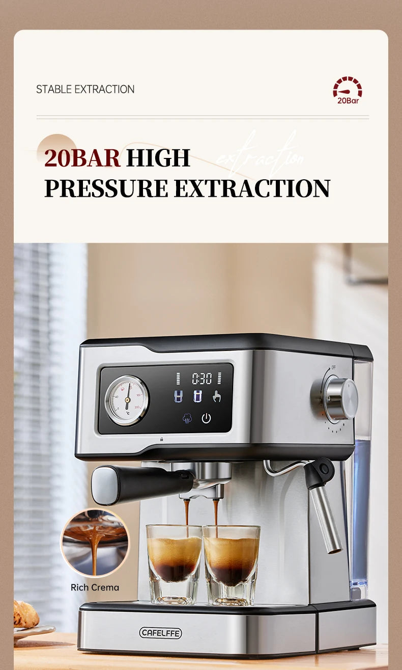Espresso Machine Cappuccino Maker with Milk Frothing Steam Wand, Semi-Automatic