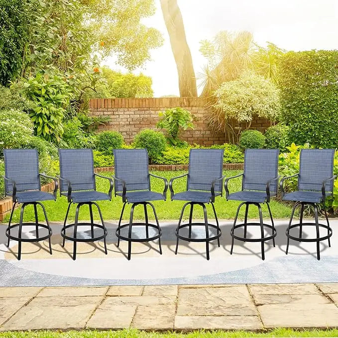 Patio Swivel Bar Chairs Weather Padded Sling Textile High Top Bar Stools, Bistro Set