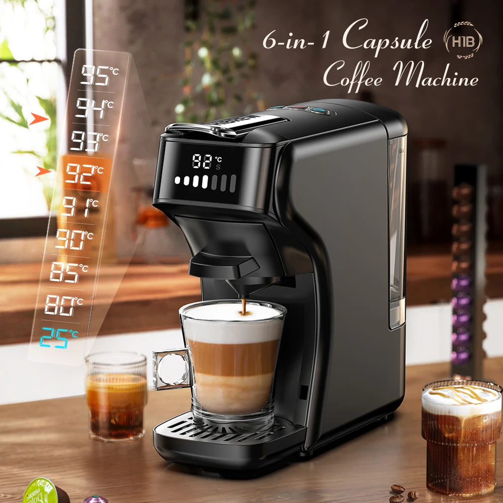 6in1 Capsule Coffee Machine Multiple Espresso Cappuccino Coffee Maker Dolce Gusto Nespresso Powder