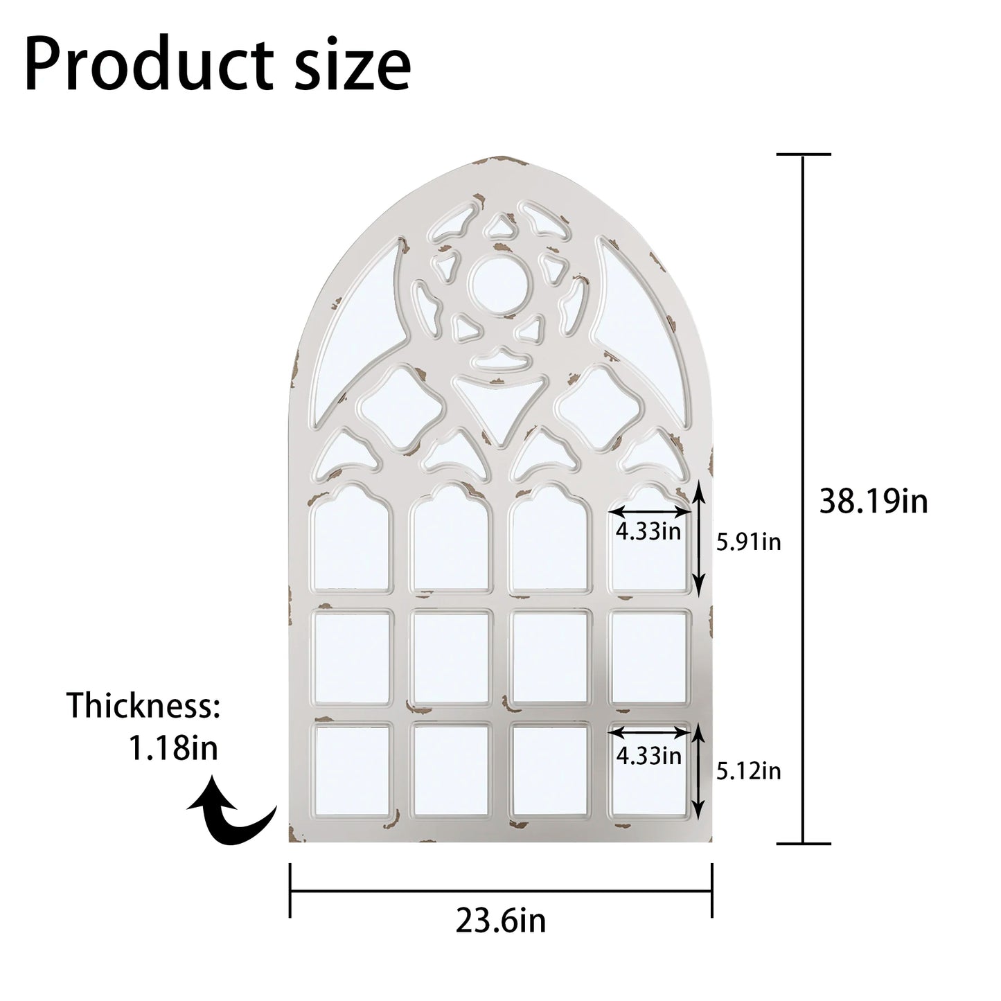 Arched Window Mirror, Wall Mirrors Decorative with Wood Framed, Retro Farmhouse Mirrors for all Rooms