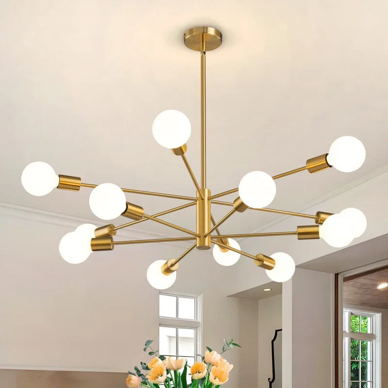 Chandelier Light Modern Dining Room Bedroom Gold/Black Ceiling Lamp