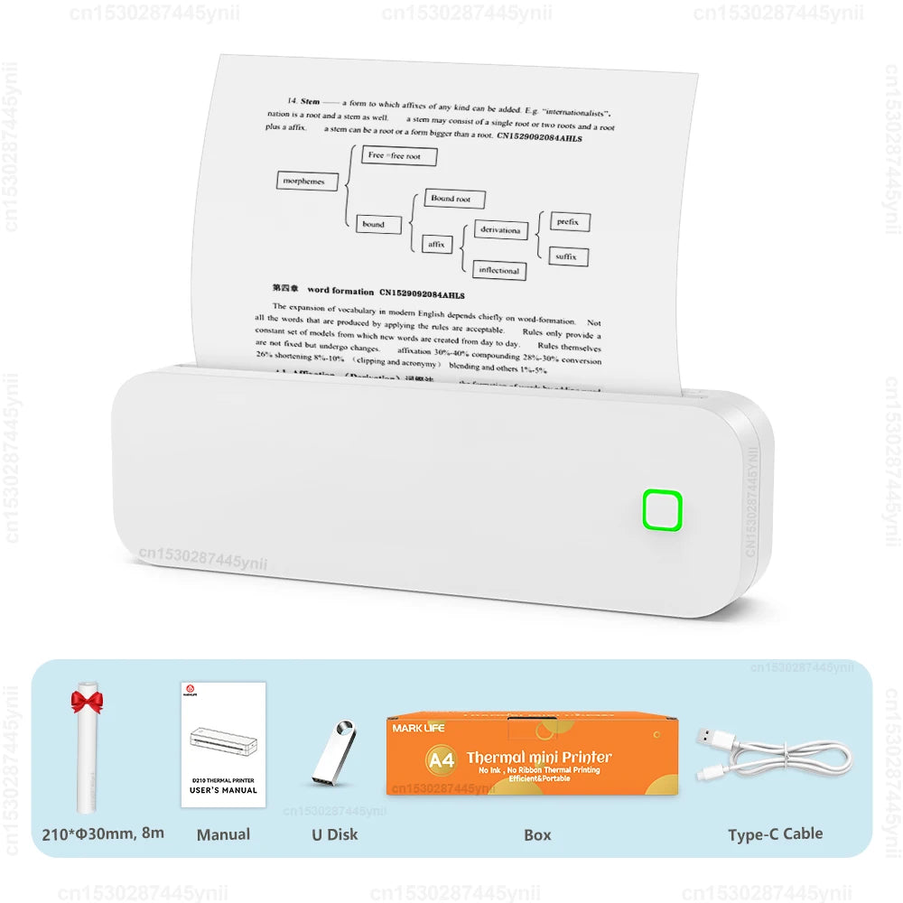 Inkless A4 Portable Thermal Printer Wireless Tattoo Stencil Printer Bluetooth PDF Photo Document Machine Memo Note Tattoo Print