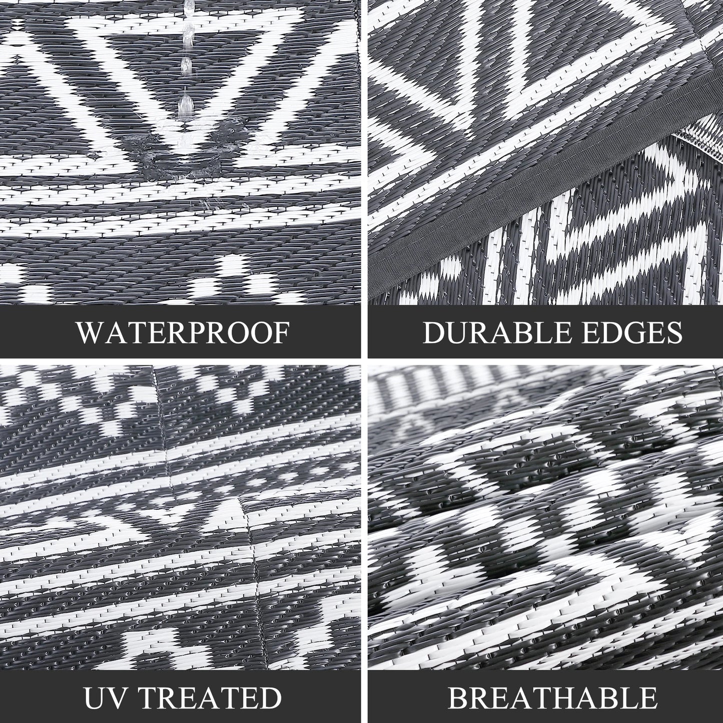 Outdoor Rug 5x8 Waterproof Reversible Patio Rug RV Boho Rug for Camper Porch Balcony Backyard Picnic