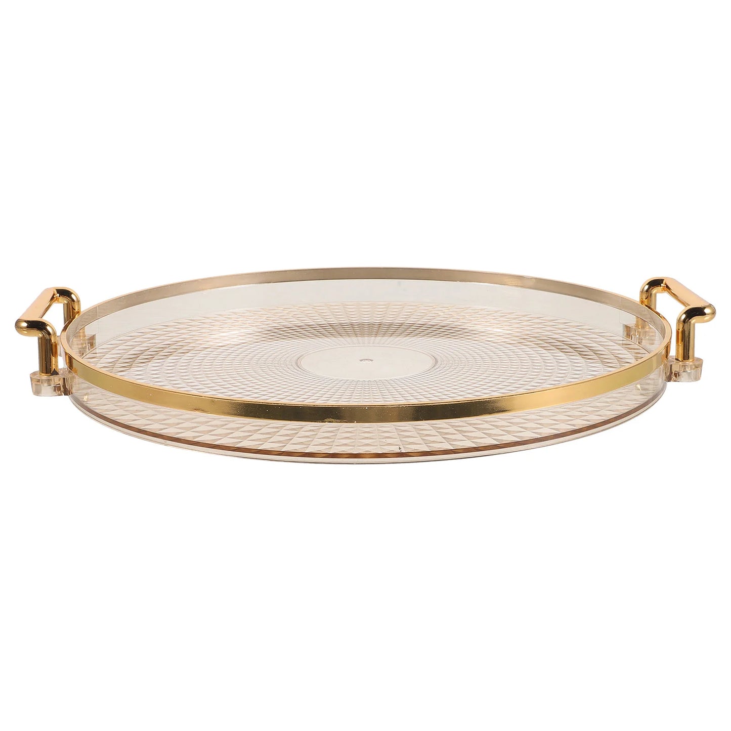 Serving Trays Handles Plastic Fruit Plate Snack Dessert Pastry Plate Gold Trim Appetizer for Parties