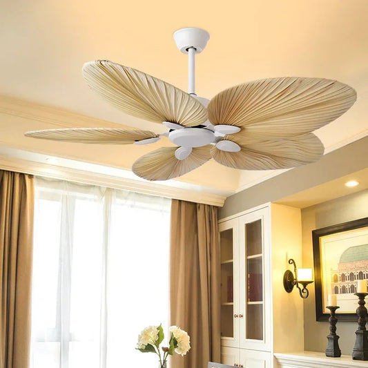 New High Quality 52inch Natural Breeze Palm Leaf Fan Blades 220V Remote Control