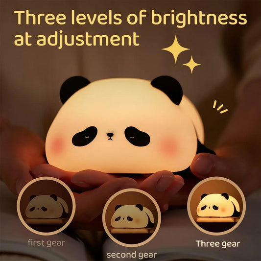 LED Night Light Cute Panda Silicone USB Rechargeable Timing Bedside Decor Kids Baby nightlight