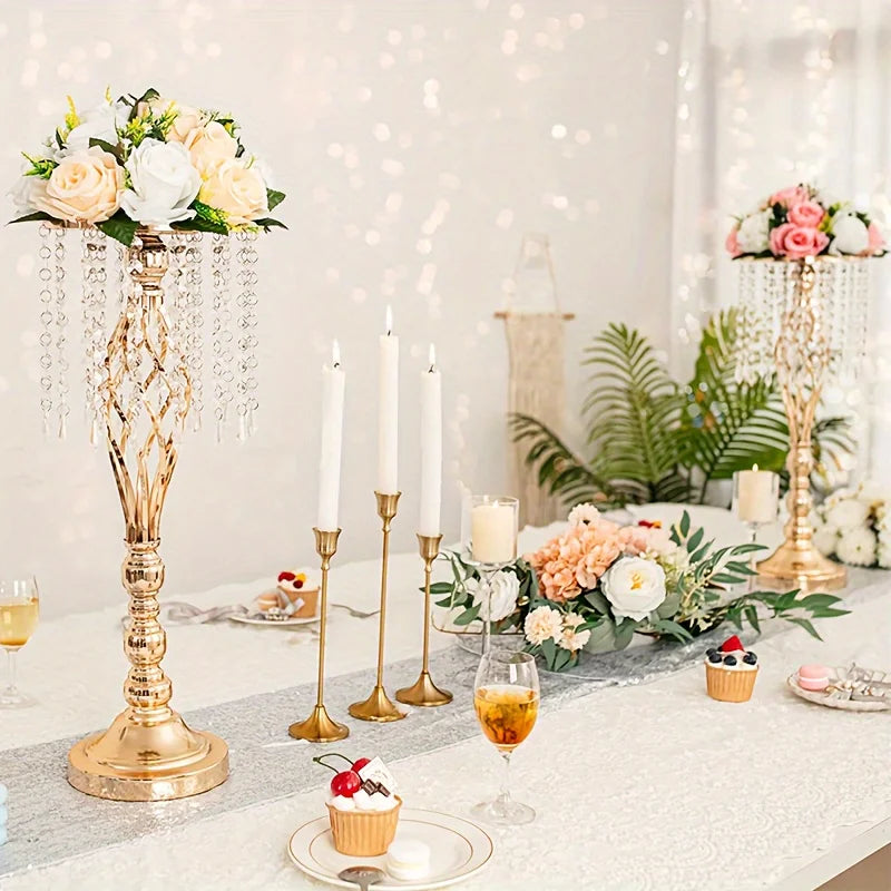 10pcs Metal Flower Vases Crystal Stand Centerpieces for Tables