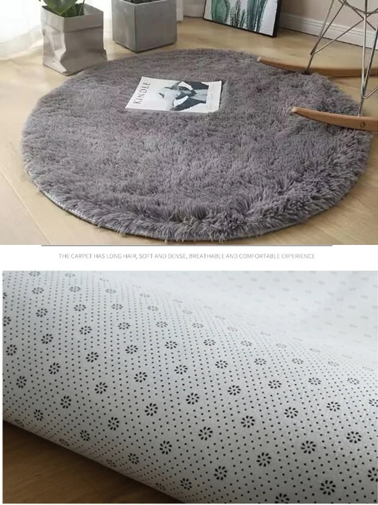 Plush round carpet for Any Room Decoration fluffy multi colored carpet non-slip