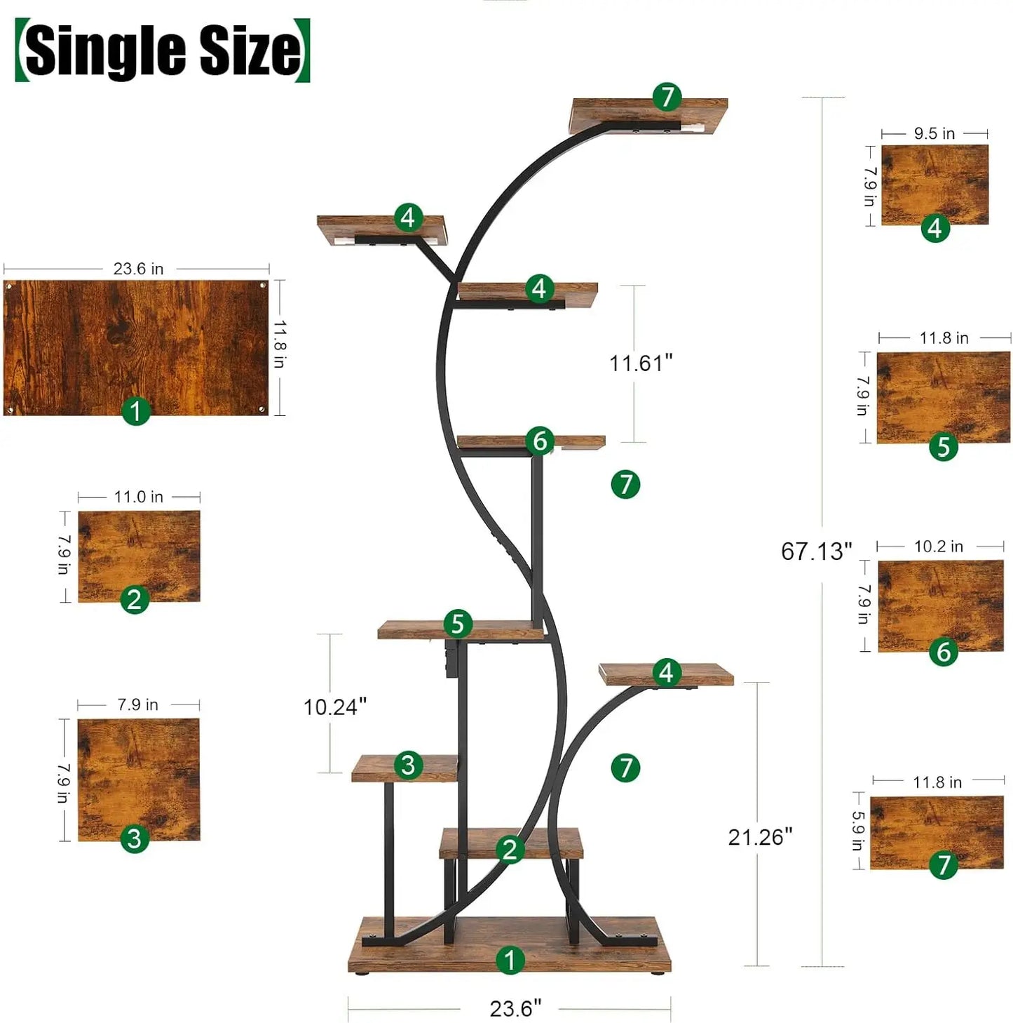 Plant Stand Indoor with Grow Lights - 9-Tier Corner Plant Shelf, 66" Tall Metal Plant Holder, Multi-Level Display for Indoor Pla
