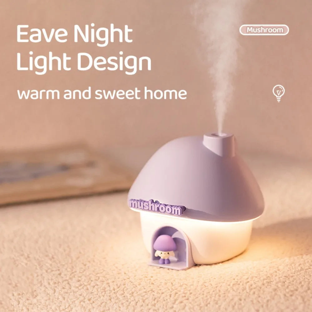 Air Humidifier Essential Oil Aroma Diffusers Colorful Lighting Cute Mushroom House