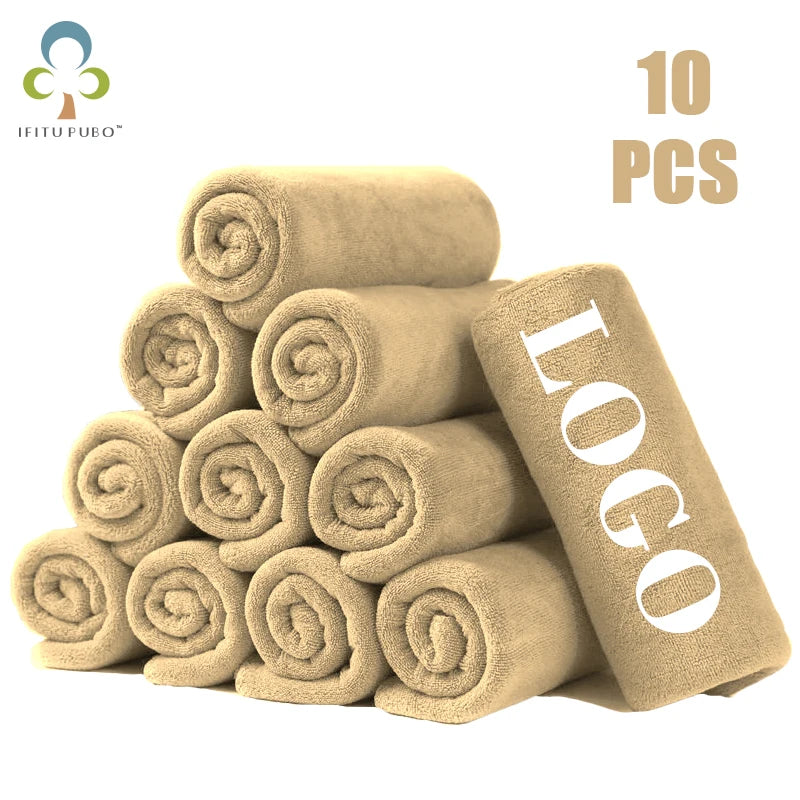 10PCS 35x75cm Custom LOGO Towels Free Laser Embossing Lettering Microfiber Beauty Salon Private Customization