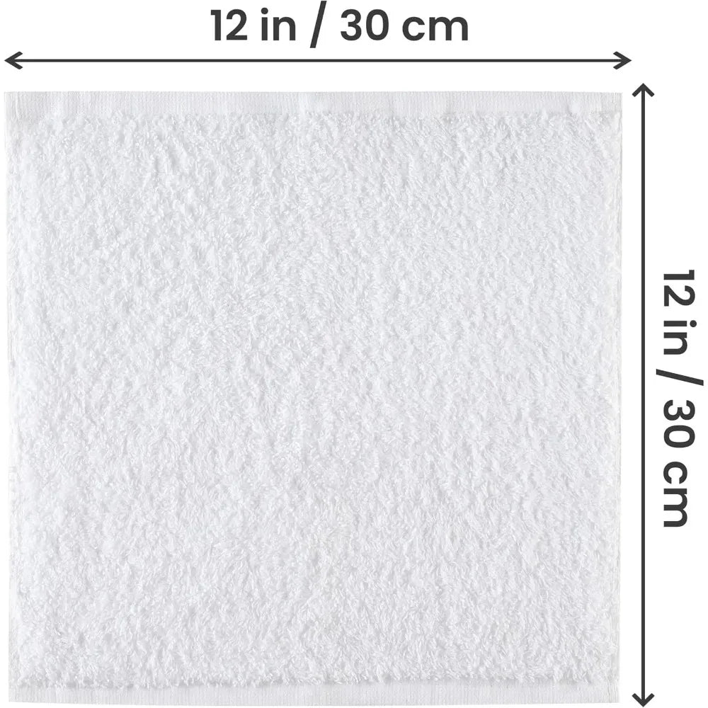 Cotton Set - 100% Ring Spun Cotton, Premium Quality Face Cloths, Highly Absorbent(24 Pack, White)