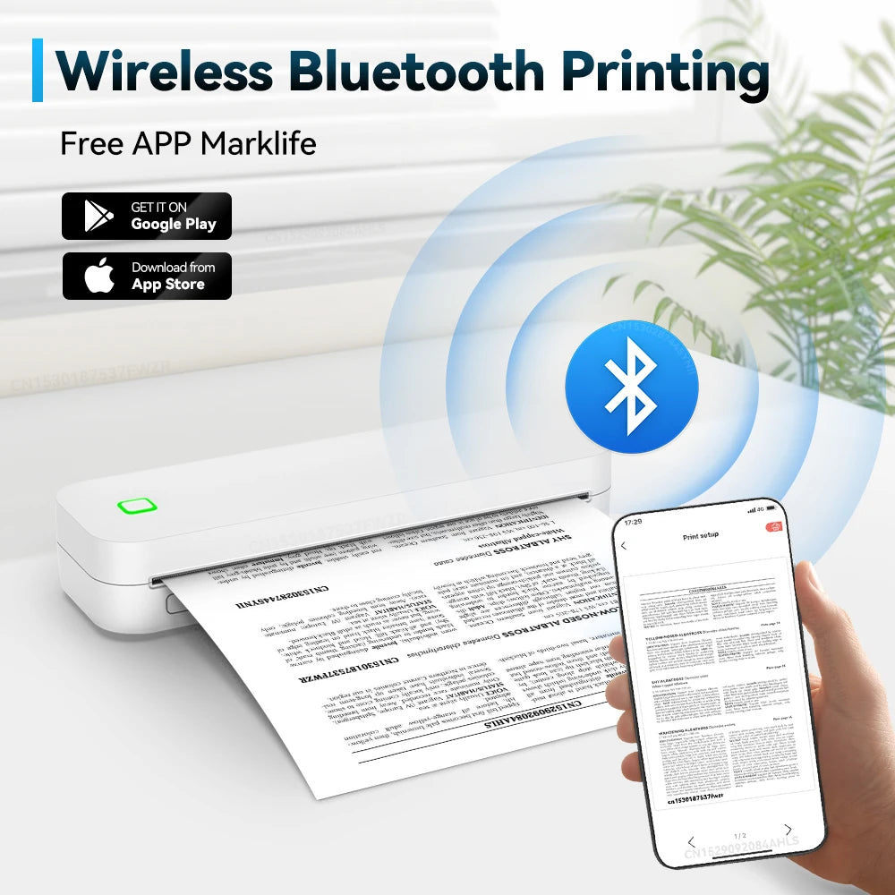 Inkless A4 Portable Thermal Printer Wireless Tattoo Stencil Printer Bluetooth PDF Photo Document Machine Memo Note Tattoo Print