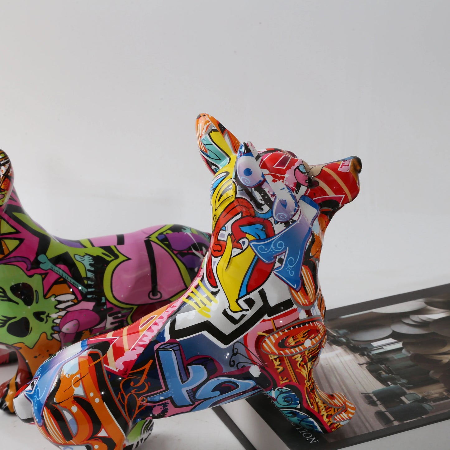 Nordic Art Graffiti Dog Painting Creative Resin Crafts Home Decor for All Rooms